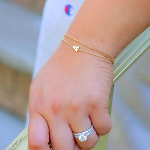💛LIMITED EDITION!! Letter A-Z Initial Gold Bracelet 2 Layered Chain, ELDM22188
